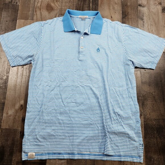Mens Peter Millar size L Large Blue Striped Embroidered Polo Shirt (Lot of 2) - Picture 3 of 15